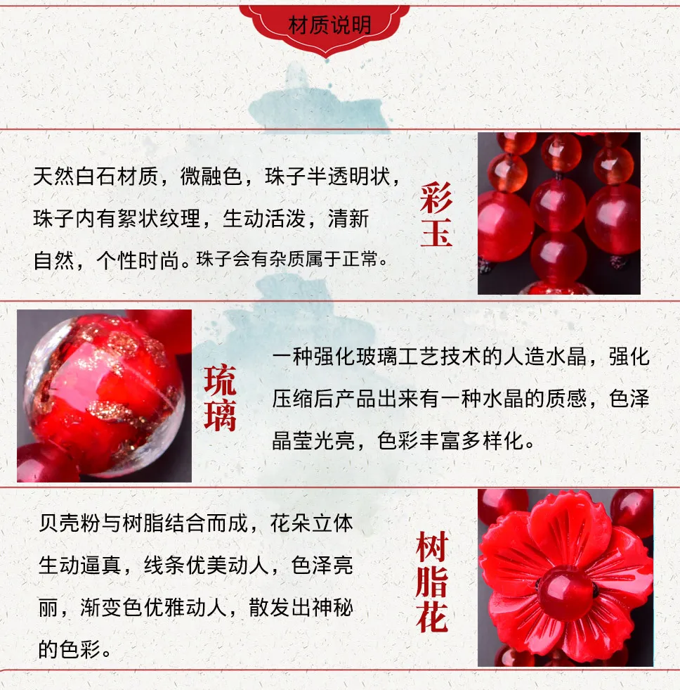 Temperamental Ethnic Style Red Onyx Beads Necklace Fashion Golden Sand Coloured Glaze Pendant Elegant Female Jewelry | Украшения и
