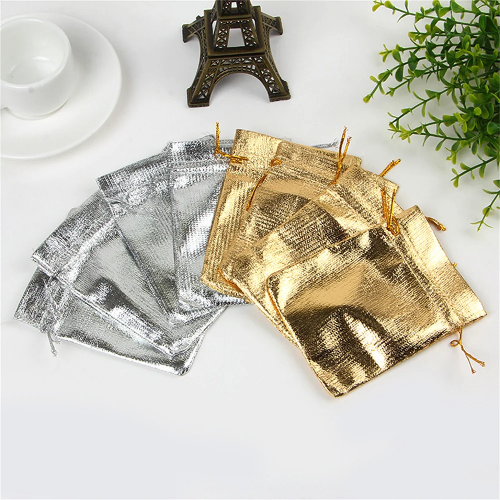 

1 Pcs Jewelry Packing Silver Gold Foil Cloth High-end Drawstring Velvet Bag 7x9cm 9x12cm 10x15cm Wedding Gift Bags & Pouches