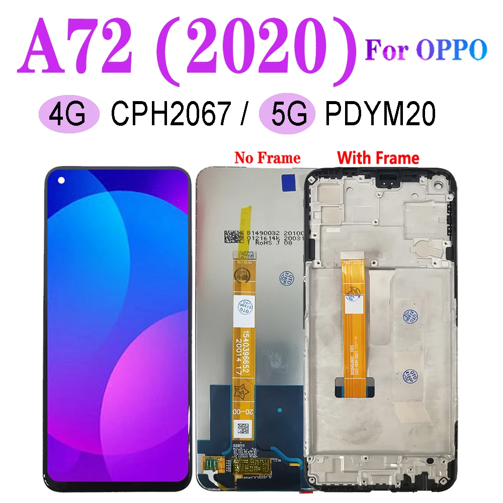 ЖК-дисплей 6,5 дюйма с рамкой для OPPO A72 2020 4G CPH2067