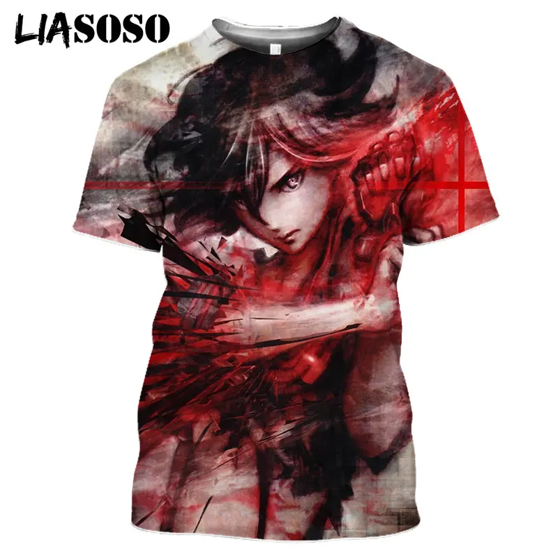 

LIASOSO 3D Print Women Men Anime Kill La Kill Cute Girl Fashion T-shirt Casual Cool O-neck T Shirts Street Hip Pop Harajuku Tops