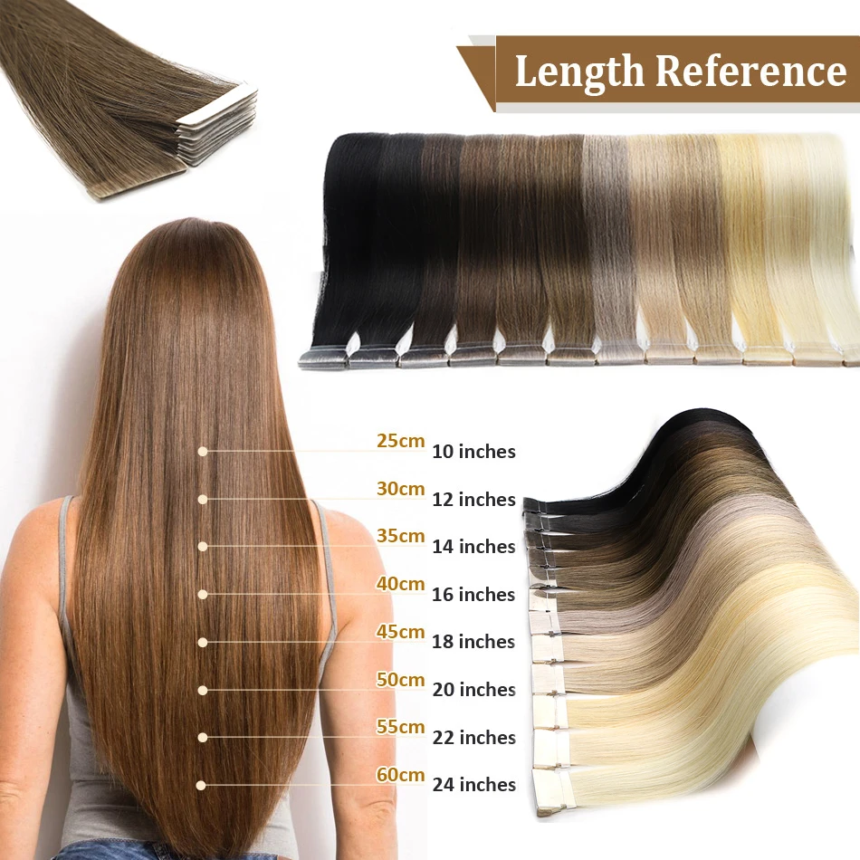 WIT Invisible Seamless PU Skin Weft Hand Tied Tape In Adhesives Remy Human Hair Extensions for black brown Fast Shipping 16"-24" |