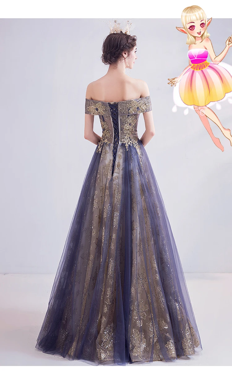 SSYFashion Новое банкетное элегантное фиолетовое вечернее платье с вырезом лодочкой длиной до пола кружевные аппликации вечернее платье на выпускной халат De Soiree