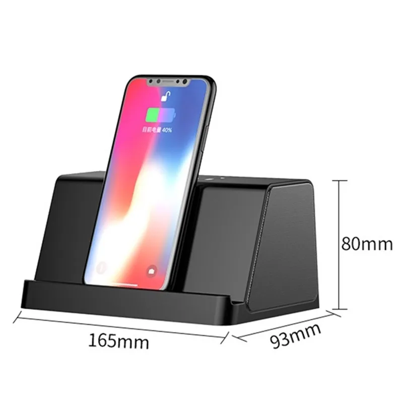 

Wireless Charging Bluetooth Speaker Hifi Stereo Subwoofer Music Player Phone Holder Loudspeaker Built-in Mic 4000mAh Battery