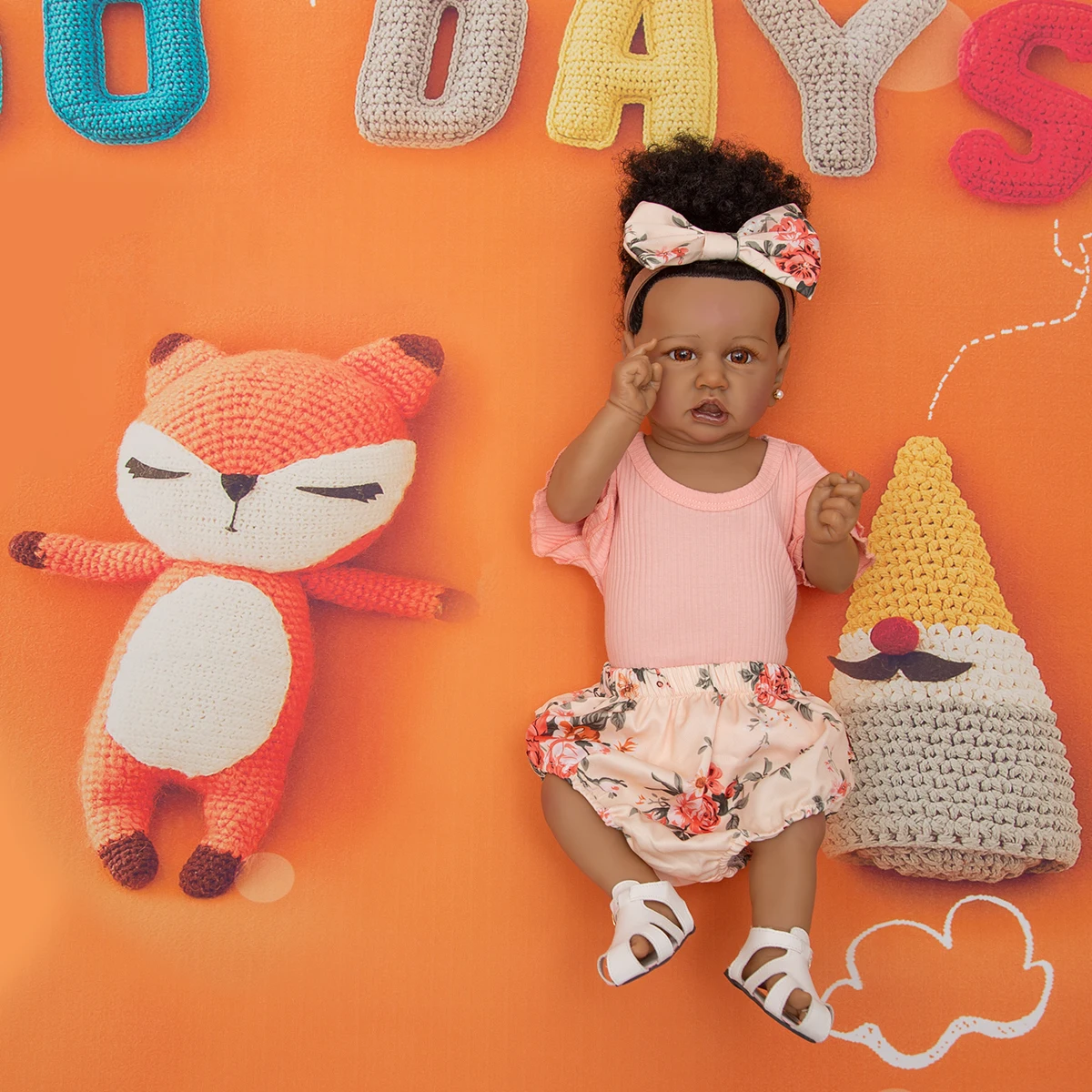 Кукла реборн силиконовая африканская черная с кожей Реалистичная кукла для