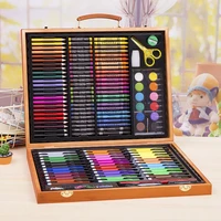 150 sets piece children watercolor pen brush crayon set wooden gift box painting learning toolbox painting supplies