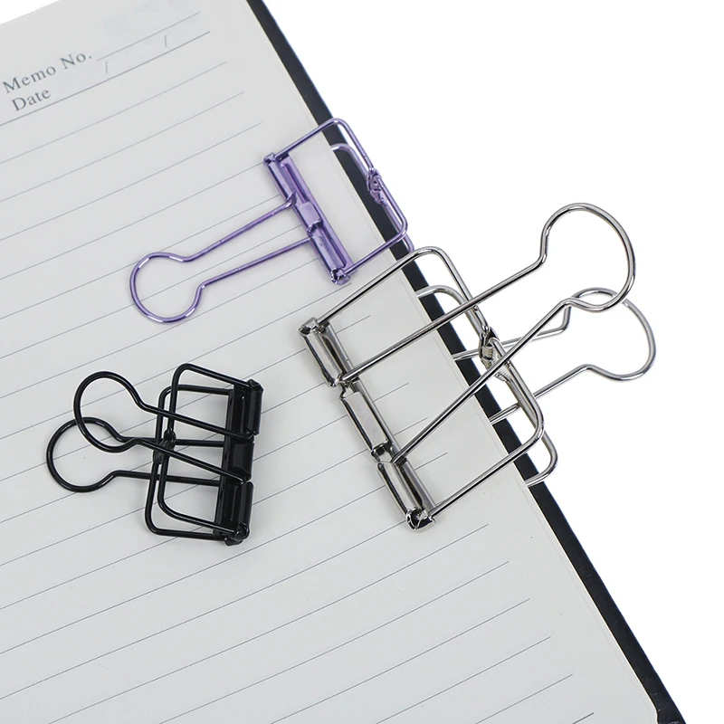 

1pc Hollow Out Metal Binder Clips Notes Letter Paper Clip Office Supplies Solid Color Metal Binder Clips Random Color