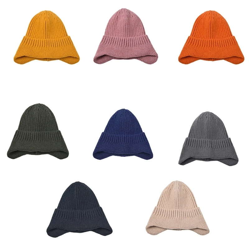 

L5YA Soft Knit Skullies Beanie Winter Warm Hat Winter Knitted Hats Solid Color