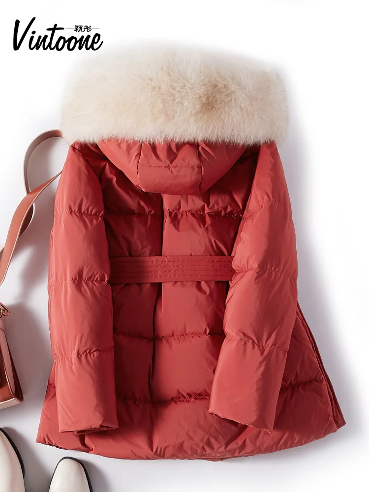 Женская куртка с капюшоном зимняя плотная теплая на утином пуху из натурального