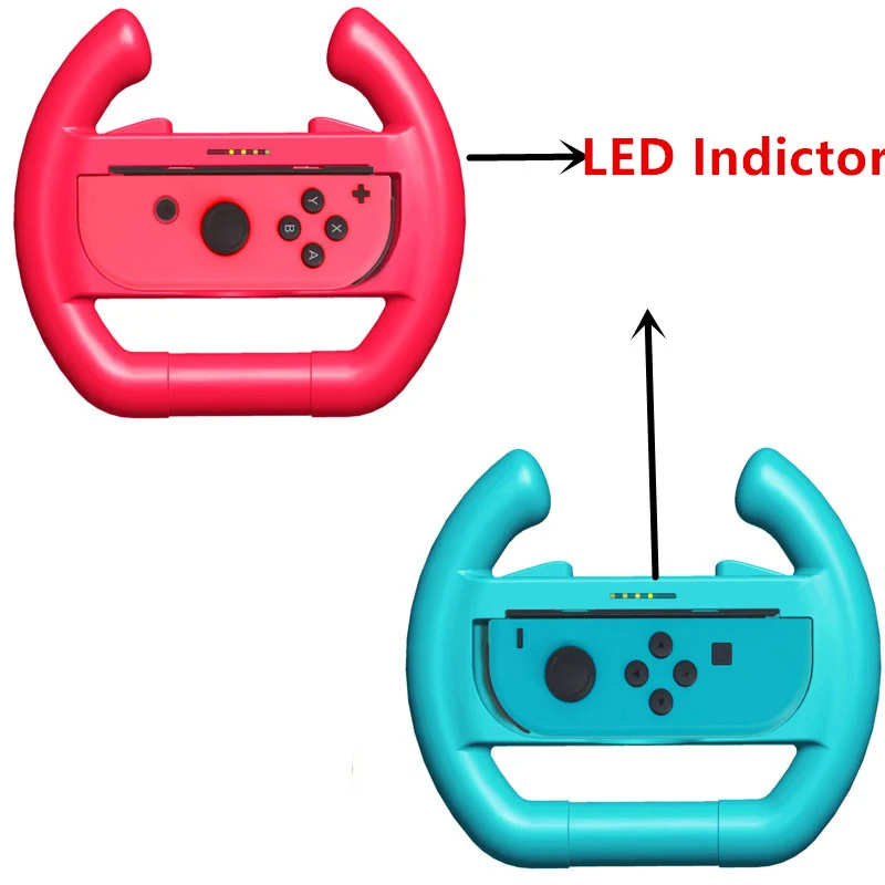 Контроллер ручные ручки Joy-Con чехол Теннисная ракетка Рулевое колесо для Nod ручка переключателя NS N-Switch игровые консольные аксессуары - Цвет: led wheel blue red