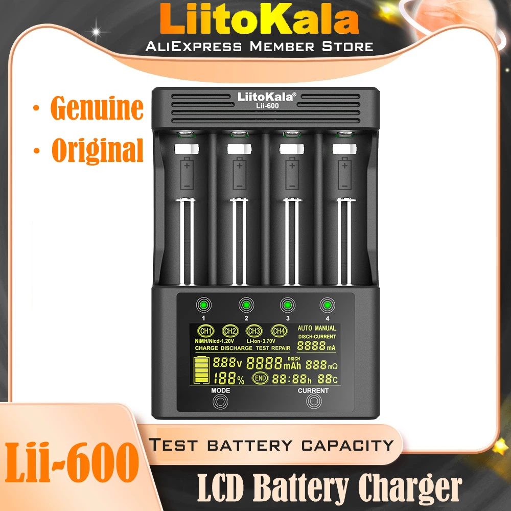 Подлинное / оригинальное зарядное устройство Liitokala Lii-500S с ЖК-дисплеем 18650 3 7 В 18350