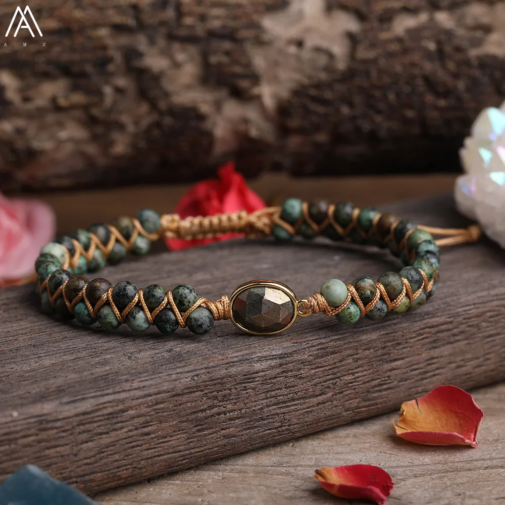 

Natural Stone Beads Charms Bracelet Women Sea Sediment Jaspers Howlites Beads Knotted Braided Yoga Bracelet For Women Jewelry