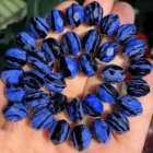 Бусины из муранского стекла, граненые, синие и черные, 12 мм