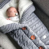 autumn and winter stroller baby sleeping bag outdoor button baby knitted sleeping bag wool brushed and thick babys blanket