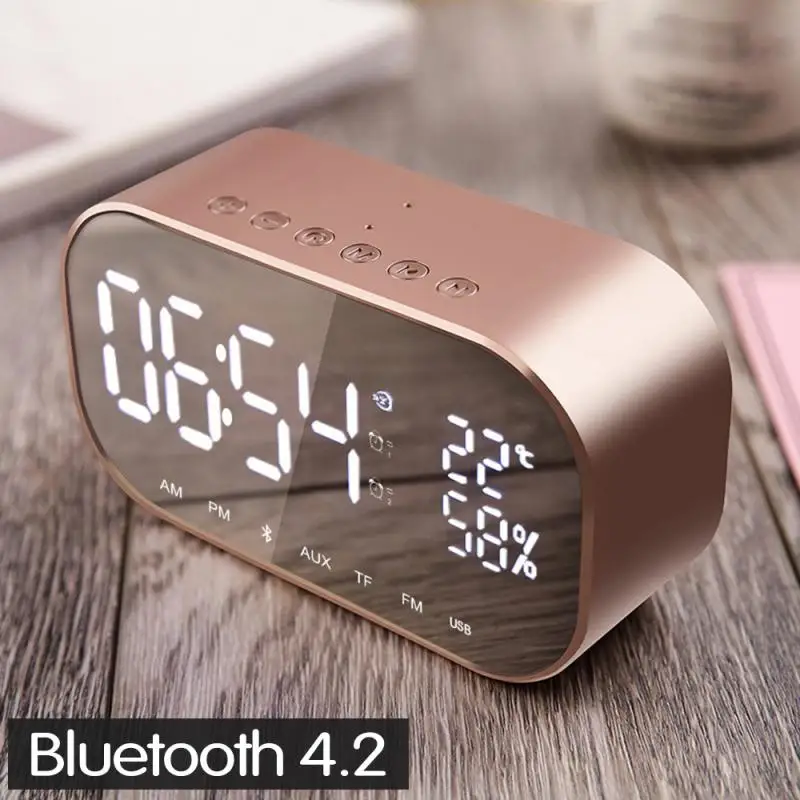 S2 Bluetooth Speaker Wireless Mini Alarm Clock FM Radio Bass LED Display Mirror | Дом и сад