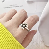 wholesale 925 stamp silver color cute daisy rings for women thai silver jewelry vintage fashion party accessories gifts