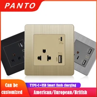 panto type 86 eu 16a type c charging board socket smart fast charging source eu plug multi function
