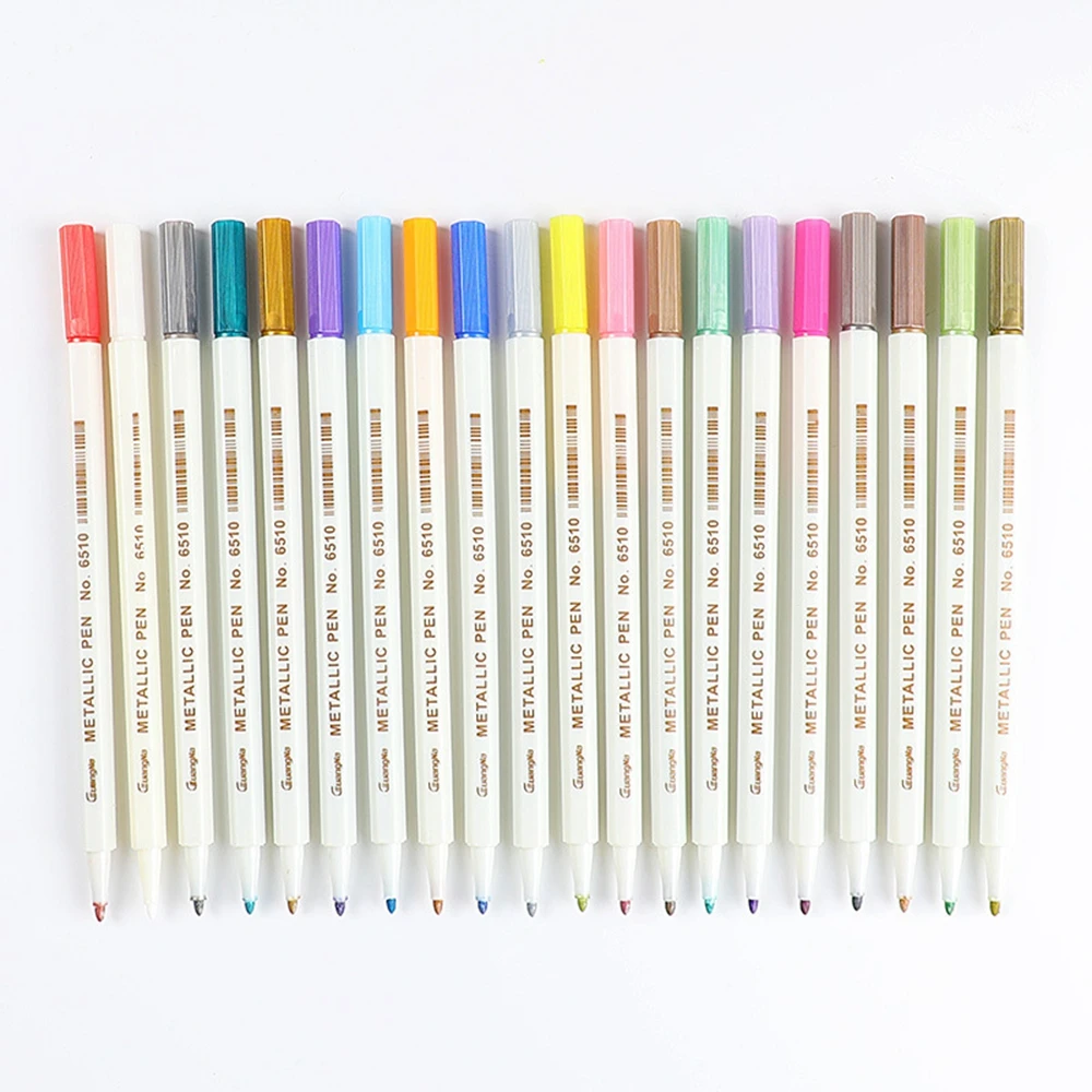20 видов цветов металлик тонкие ручки подробный Маркировки Металла Маркер для