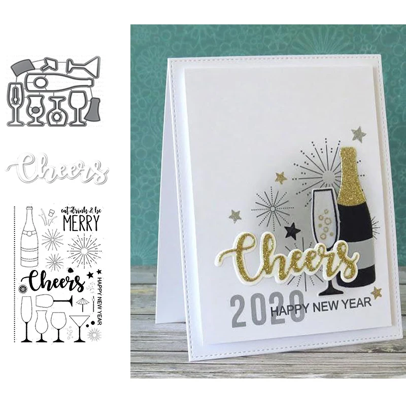 Прозрачные штампы Cheer Wineglass Winebowl координационные для сделай сам скрапбукинг