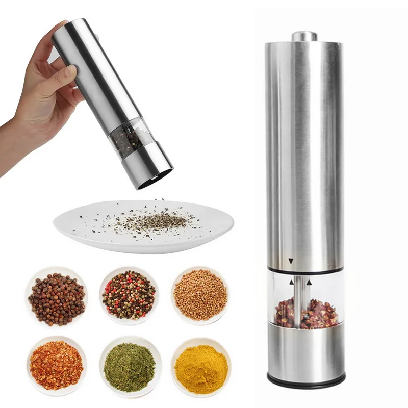 

Electric Pepper Grinder Stainless Steel Spice Automatic Mills Seasoning Grinding Tool Kitchenware Automatic Mill Kitchen Gadgets