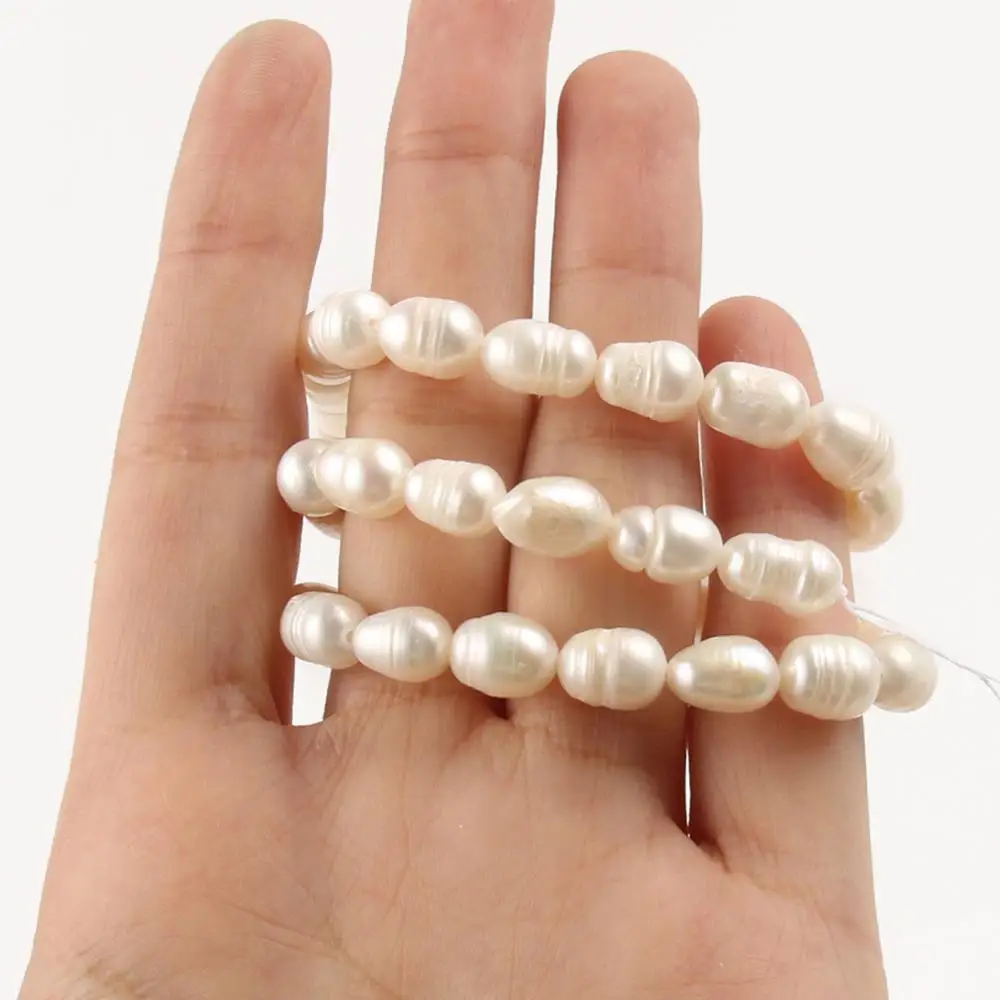 

Natural White Freshwater Pearl Beads Rice Shape Pearl Beads For Jewelry Making DIY Women Bracelet Charms Earrings Necklace 15''