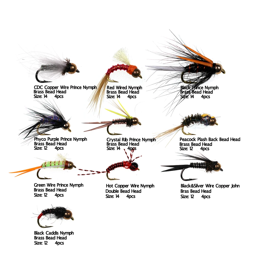 Bimoo 40 шт./коркор. набор нимф с эпоксидным покрытием и бусинами рыболовных мушек