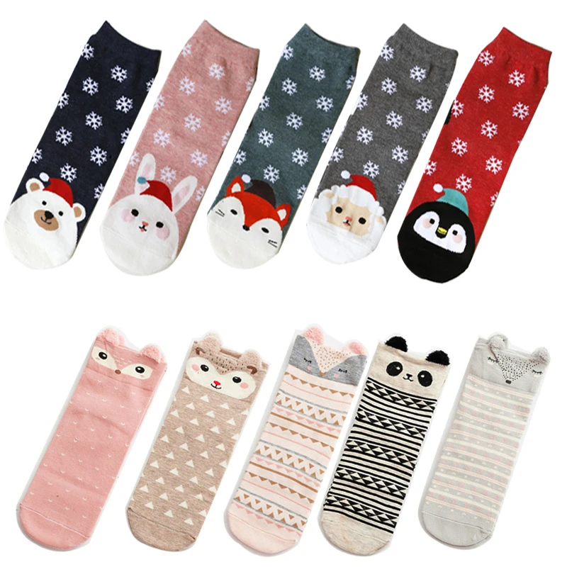 

Cartoon Women Socks Meias Cute Cotton Animal Sock Autumn Winter Warm Socks for Lady Girls Christmas Art Socks New Year's Gift