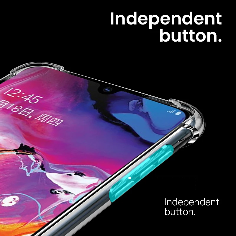 Противоударный чехол для Samsung A50 A70 A40 A30 A20 A10 Прозрачный Note 10 9 8 coque samsung s8 S10 S9Plus M30 |