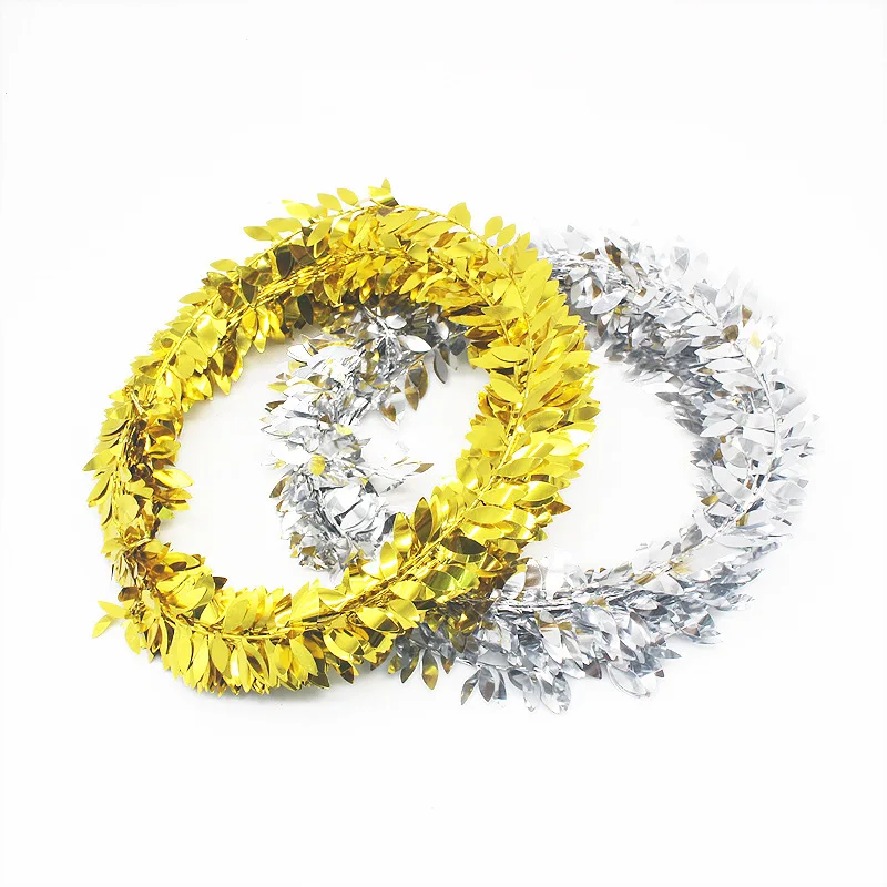 

New Christmas decoration light string rattan 7.5m gold silver reflective sheet woven wire wreath background decoration