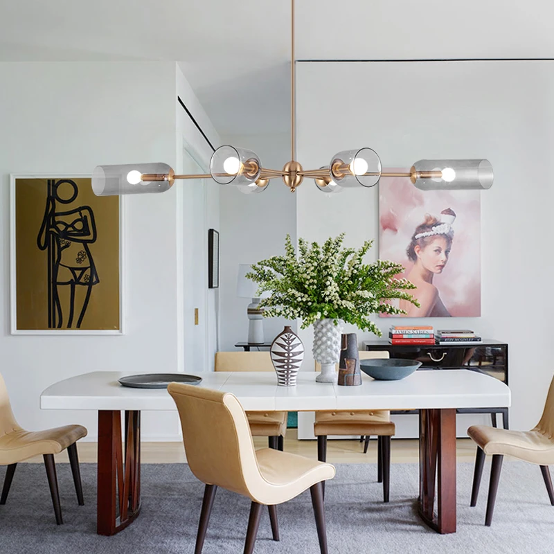 Люстра в стиле постмодерн светодиодная лампа с абажуром из дымового серого