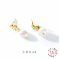 hi man 925 sterling silver plated 14k gold japan natural freshwater pearl earrings women high quality jewelry