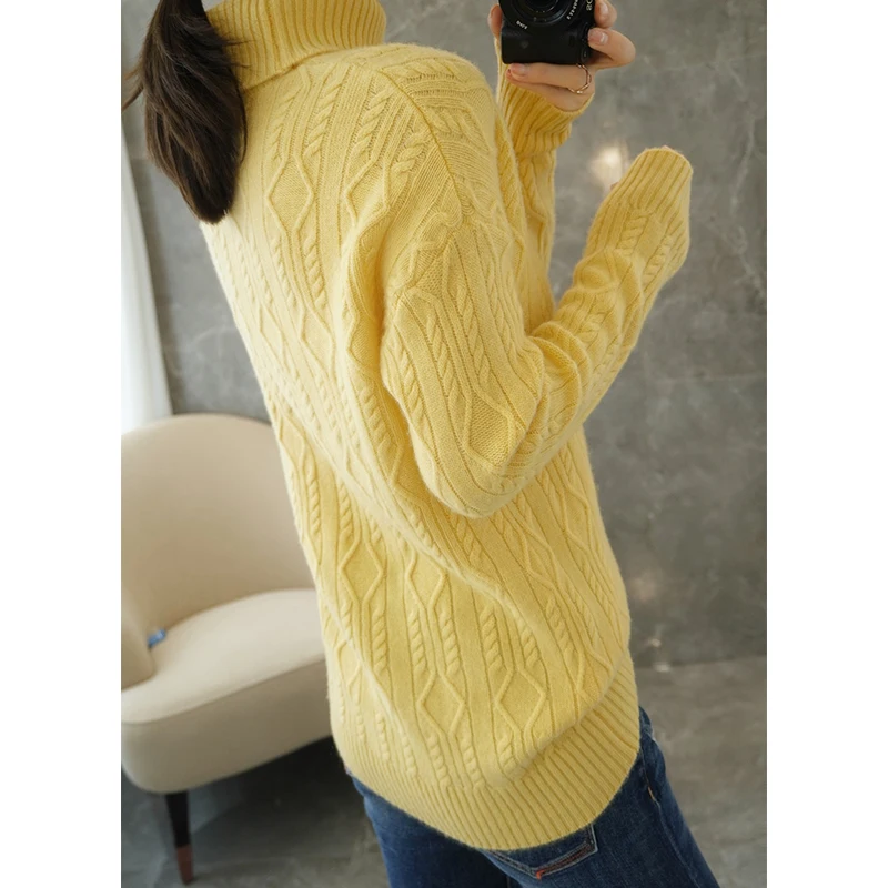 adishree 2020 woman winter 100% Cashmere sweaters autumn knitted Pullovers High Quality Warm Female thickening Turtleneck