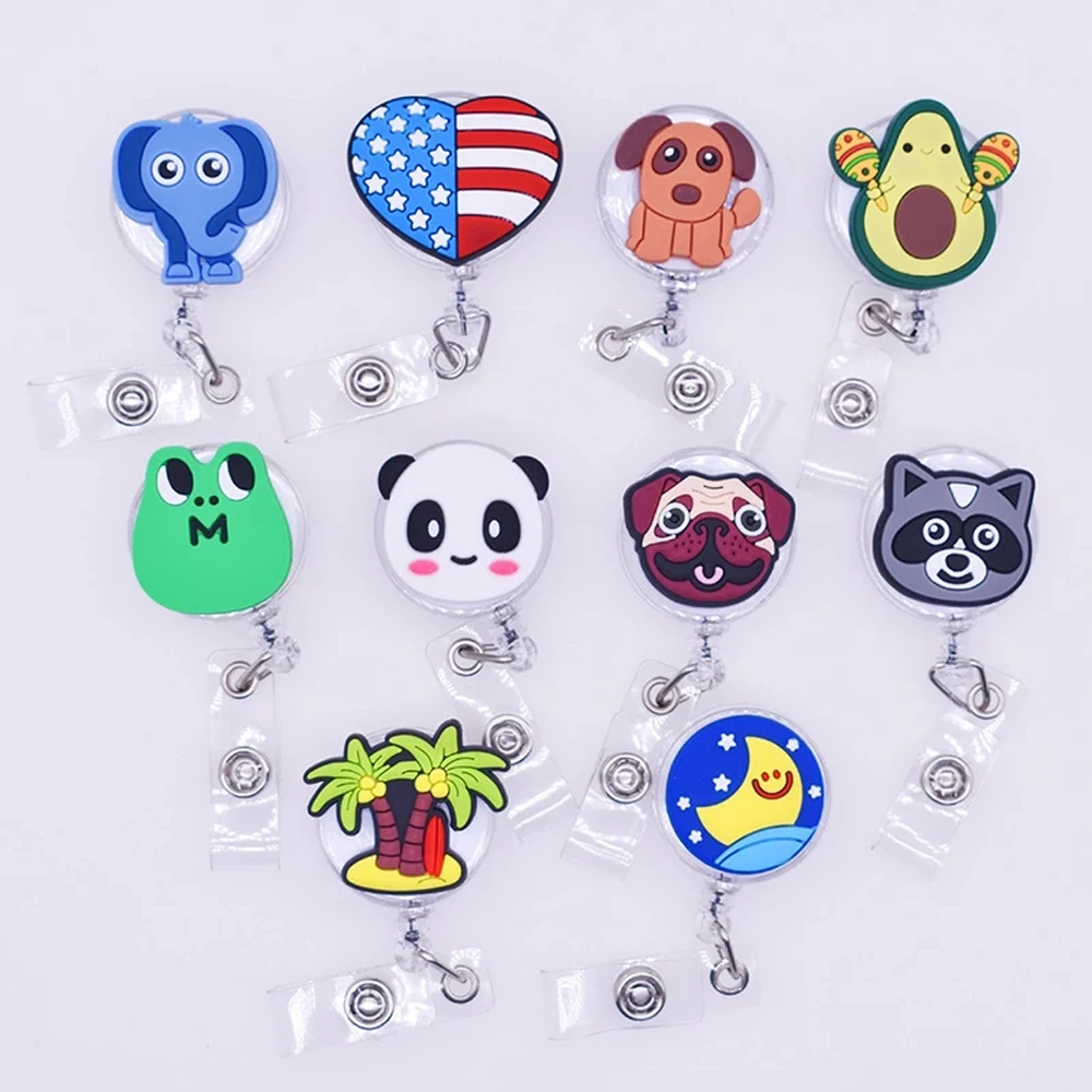 

1PC Anime Panda Dog Avocado Retractable Nurse Badge Holder Doctor Students Name Card ID Card Holder High Quality