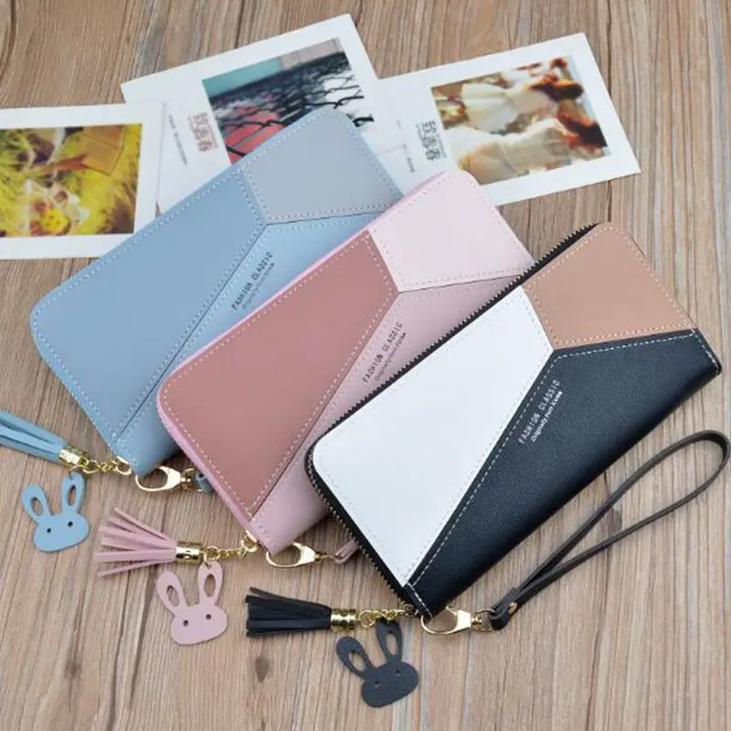 

Luxury Brand Leather Wallets Women Phone Clutch Wallets Female Long Zipper Coin Purse Credit Card Holder Tassel Design Money Bag