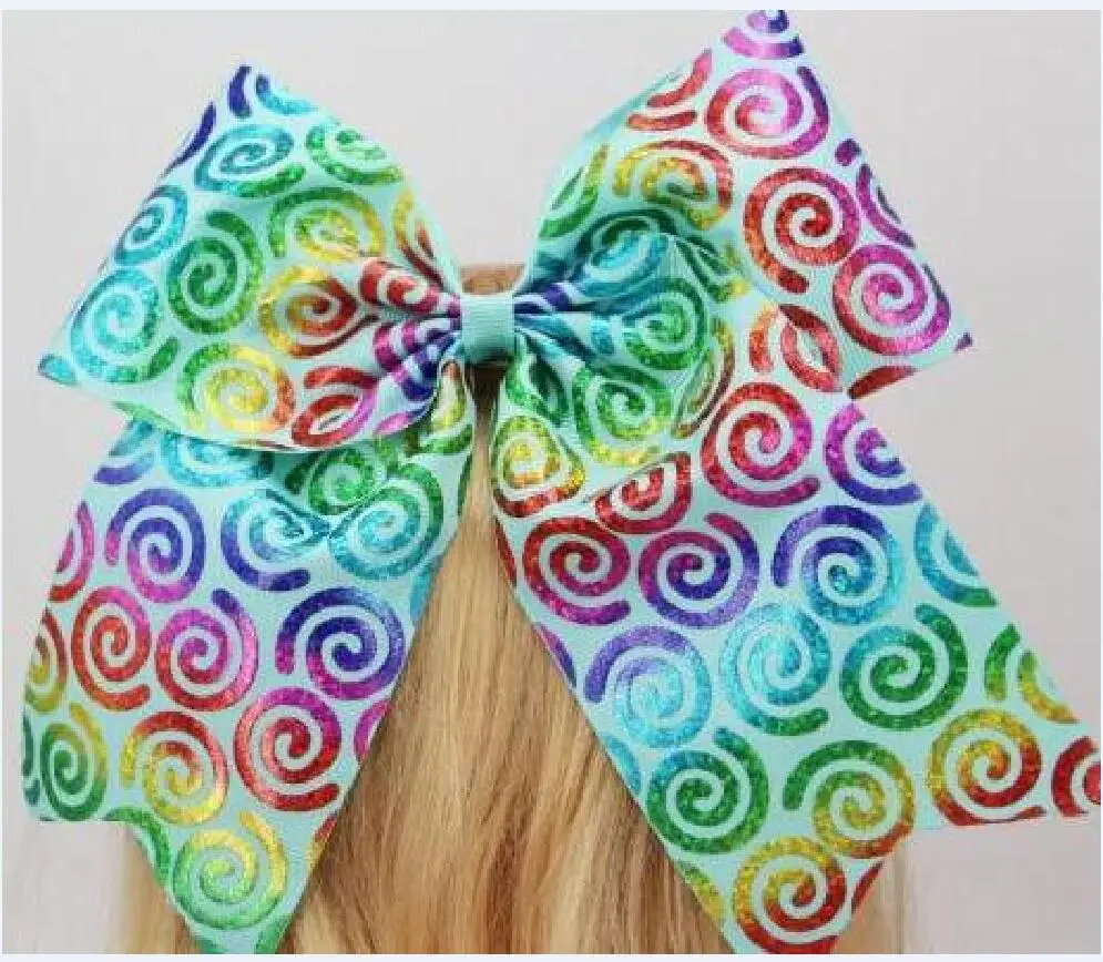 Блестящий бант для волос эластичная лента 7 дюймов Радужный голографический