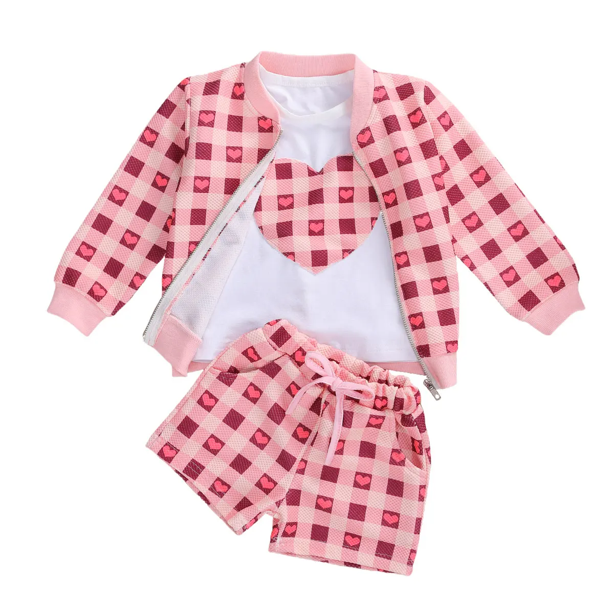 Клетчатая куртка для девочек костюм со шнуровкой и брюками нижняя рубашка с