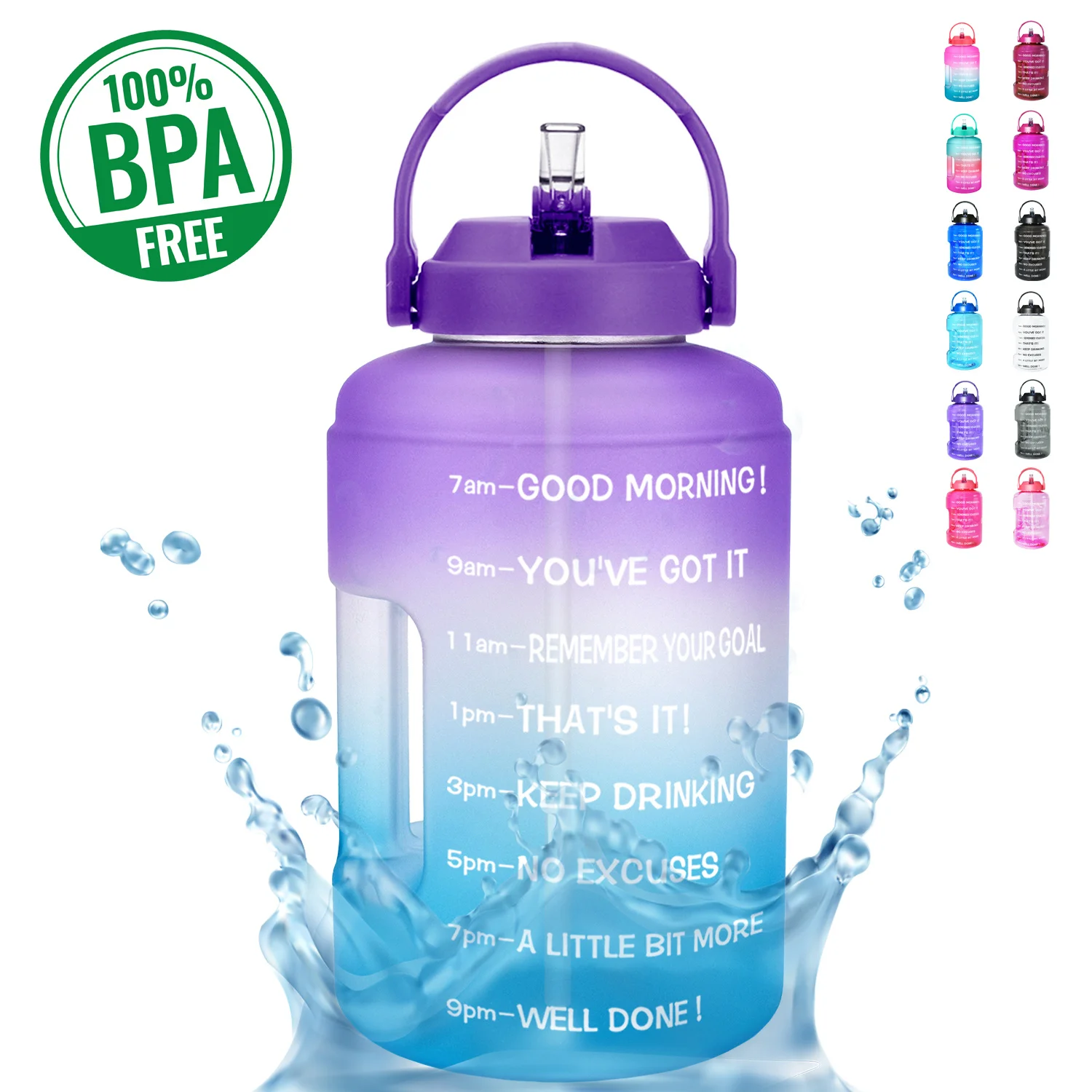 Harga SHZQ QuiFit 2.5L 3.78L Botol Air Galon Mulut Lebar Plastik Dengan Jerami BPA Gratis Olahraga Kebugaran Pariwisata GYM Perjalanan Kendi Telepon S