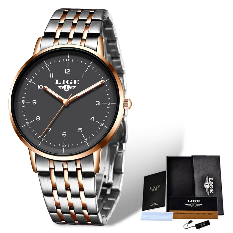 

LIGE Women Watch Bracelet Japan Quartz Movement Simple Waterproof Rose Gold Stainless Steel Ladies Watches Gift relogio feminino