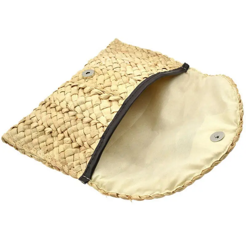 

2020 Fashion Women Boho Straw Knitted Clutch Braided Handbag Purses Summer Beach Bag Purse Holder