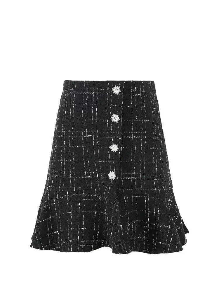 

Plaid skirt women's skirt high waist slim fishtail skirt A-line skirt small fragrance tweed skirt autumn winter