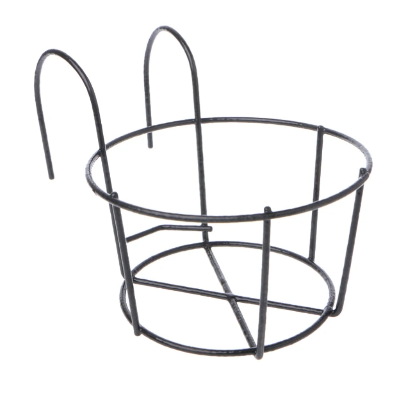 

P82C Hanging Plant Iron Racks Balcony Round Flower Pot Rack Railing Fence Outdoor