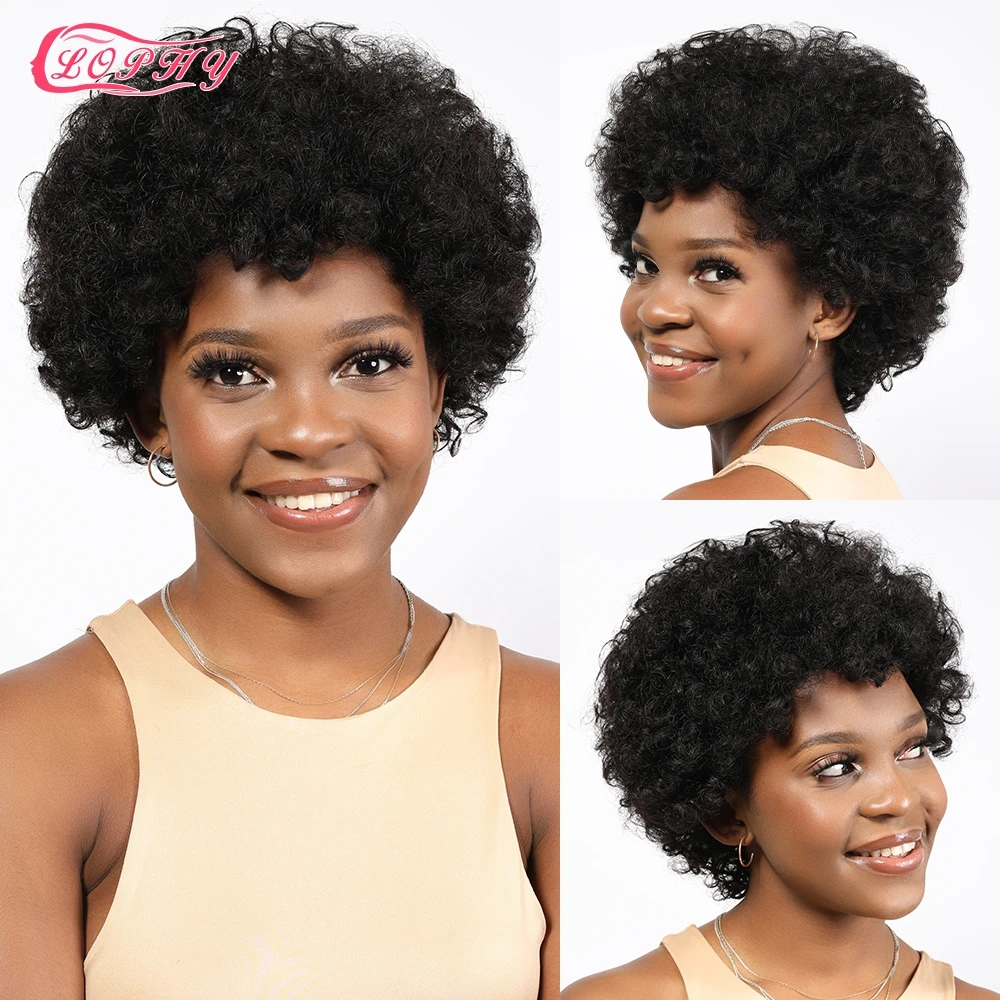 

Pixie Cut Wig Natural Afro Kinky Curly Human Hair Wig Bob Short Human Hair Wigs Cheap Wigs With Free shipping Cosplay Dream wig