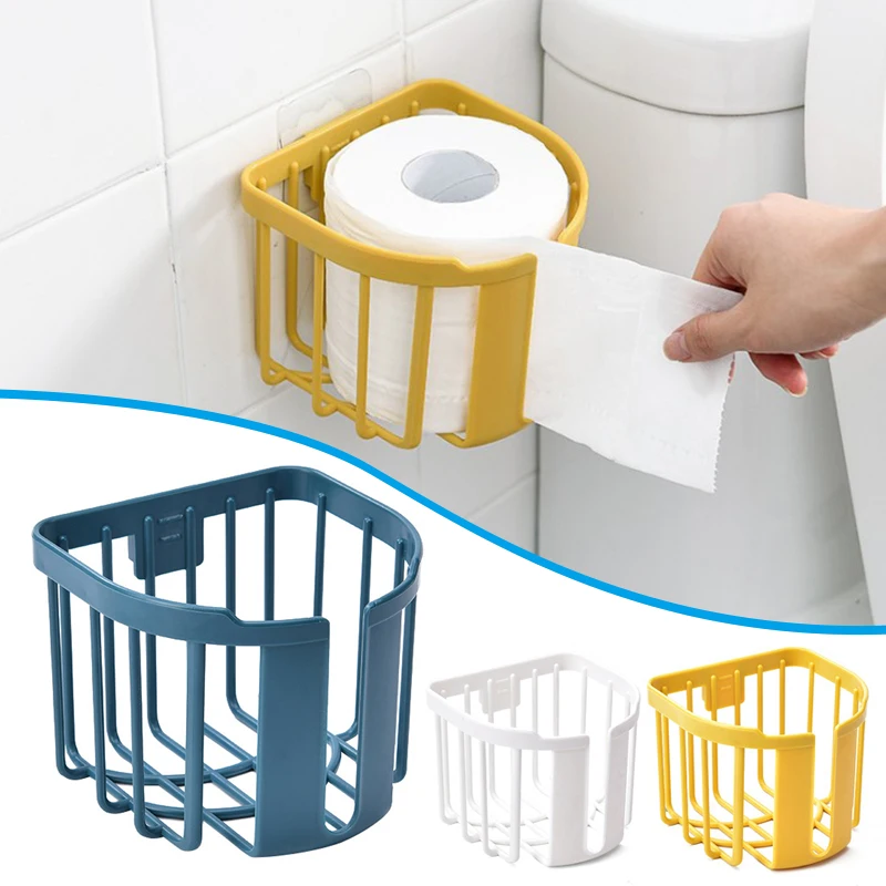 

Punch-Free Toilet Paper Shelf Bathroom Kitchen Tissue Box Wall-Mounted Sticky Paper Storage Box Toilet Paper Holder Roll Paper