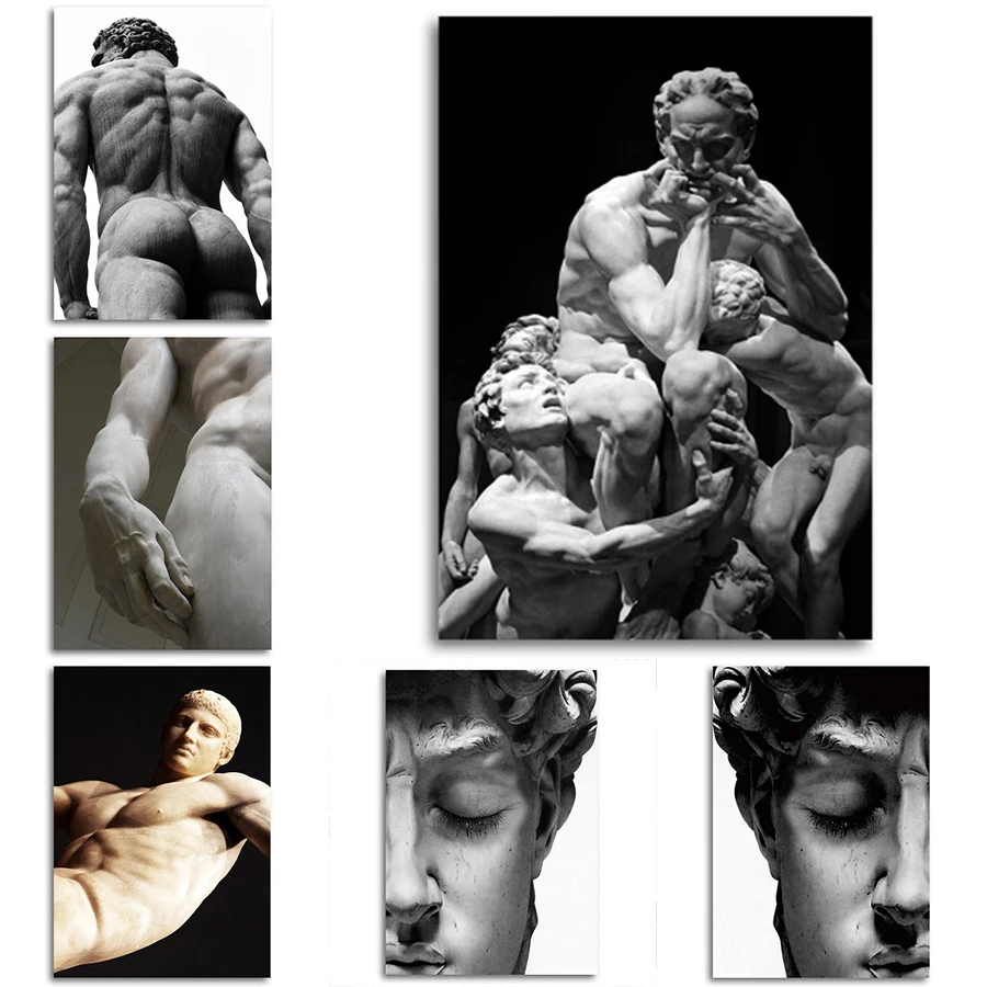 Nordic Скульптура Давида из плотной ткани Картины для Гостиная декоративные на