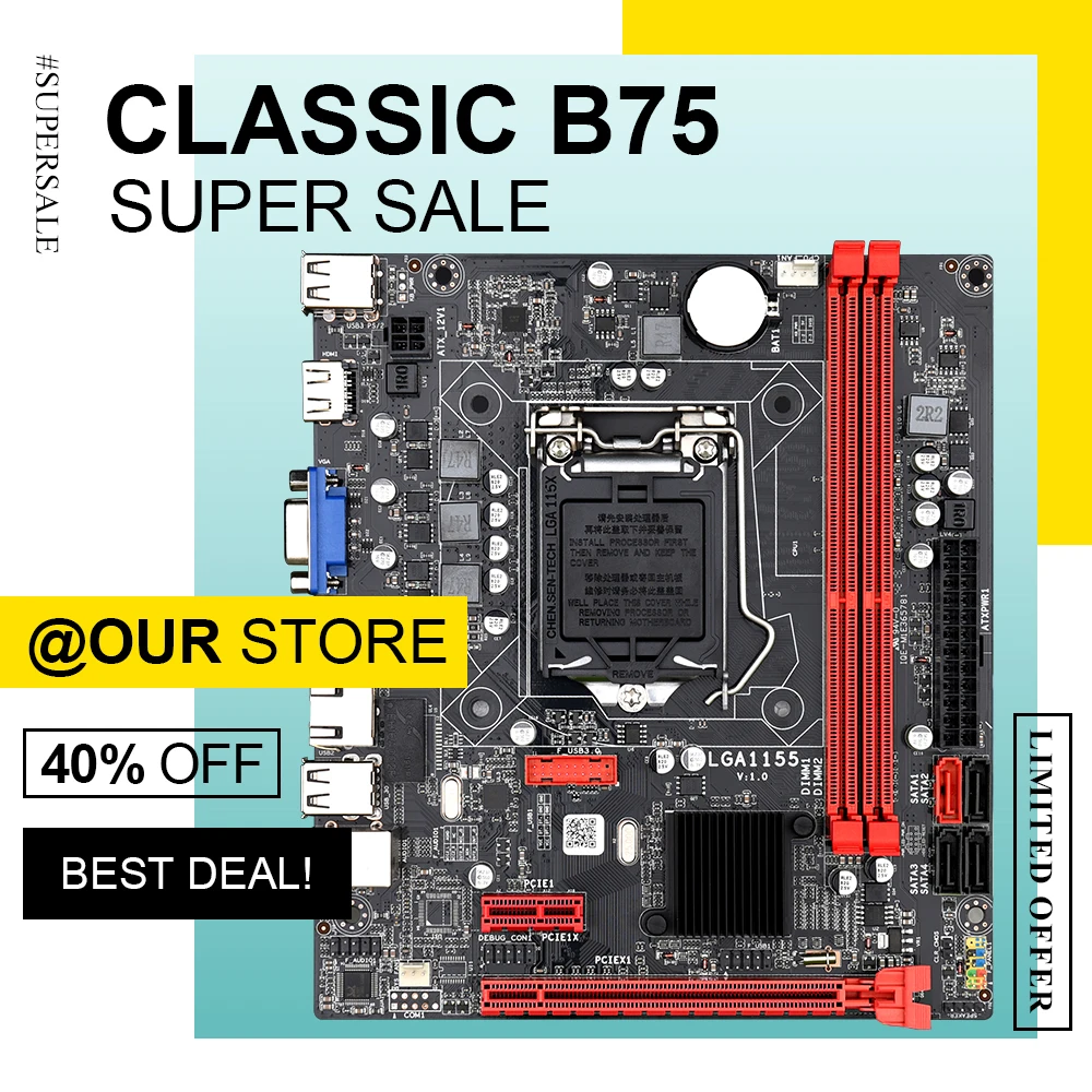 Материнская плата DAIXU B75M B75 LGA1155 для ПК подходит процессоров i3 i5 i7 поддержка памяти