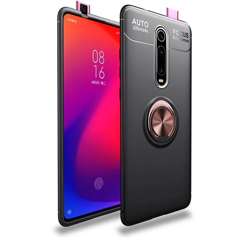 Чехол для Xiaomi Mi 9T mi9t, чехол Redmi K20 Pro, задняя крышка, мягкий силиконовый чехол, Автомобильный кронштейн, ударопрочный, вращающееся кольцо, подставка, корпус для телефона