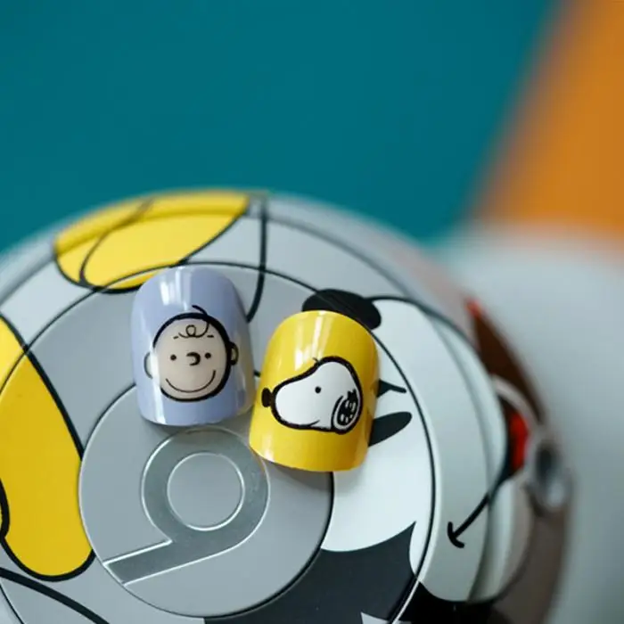 24 шт поддельные ногти для девочек смог синий мультфильм милые люди искусственные поддельные ногти DIY маникюрные наклейки с клей для нейл-арта DL