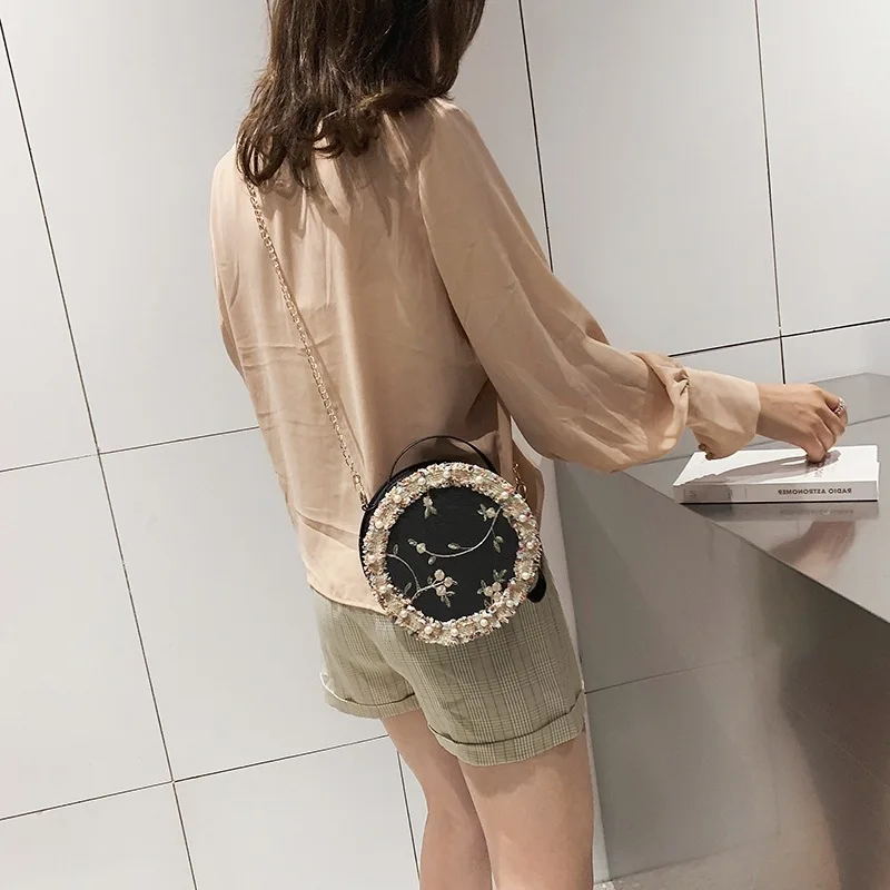 2020 новая маленькая круглая Женская сумочка с цветами женские сумки мессенджеры