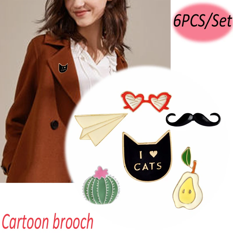 Брошь с изображением кошки усов кактуса груши солнцезащитных очков лацканов