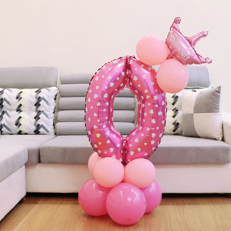 pink 0 1 шт. воздушный шар в форме цифры для детей подарок Алюминий Фольга 32 дюймов Baby Shower Декор Детская День рождения школьные принадлежности детям игрушки - Цвет: pink 0