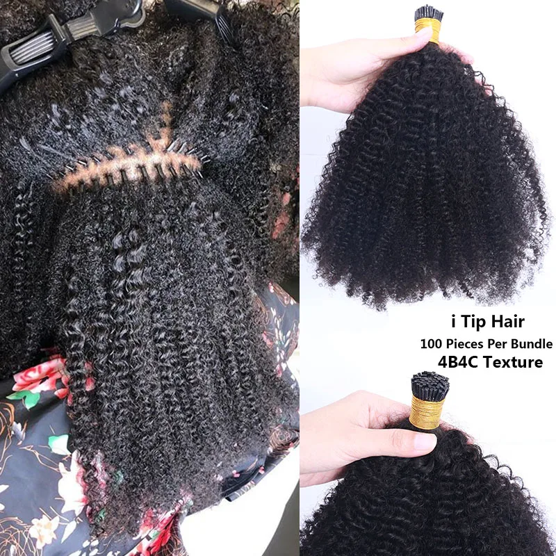 Видео отзыв Монгольские афро кудрявые волосы I Tip для наращивания для черных женщин человеческие волосы пряди ткать Клип ins оптом YouMay Virgin Microlinks